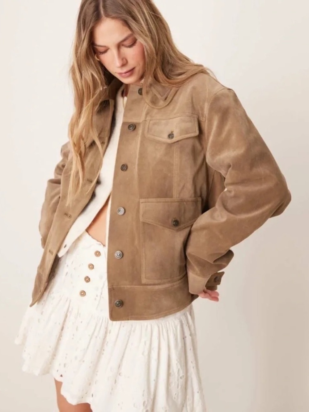NWT FREE PEOPLE We The Free Night Ranch Faux Suede Jacket Antique Bronze Small